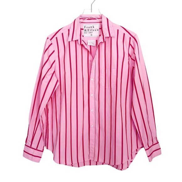 Frank & Eileen Women's Eileen Relaxed Button Up Shirt Pink Red Medium - Picture 4 of 13